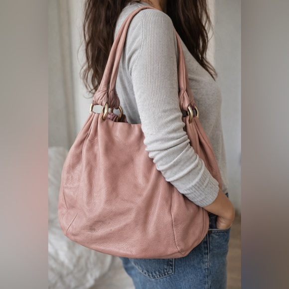 Handbags - Furla Soft Leather Shoulder Bag in Dusty Rose